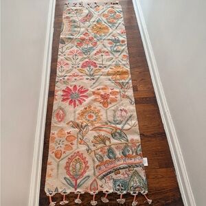Floral Embroidered table Runner in Cream, Pink, Mustard & Teal